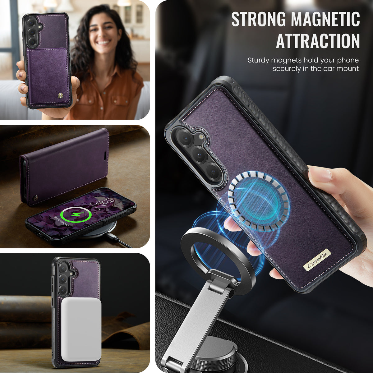 CASEME For Samsung Galaxy S25+ / Galaxy S24+ Case C49 Magnetic Case RFID Blocking Detachable Wallet Leather Phone Cover