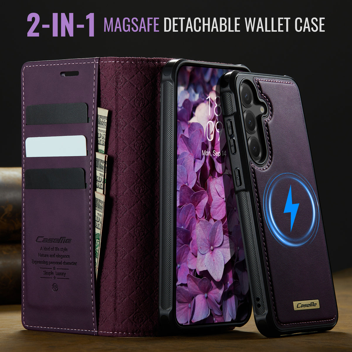 CASEME For Samsung Galaxy S25+ / Galaxy S24+ Case C49 Magnetic Case RFID Blocking Detachable Wallet Leather Phone Cover