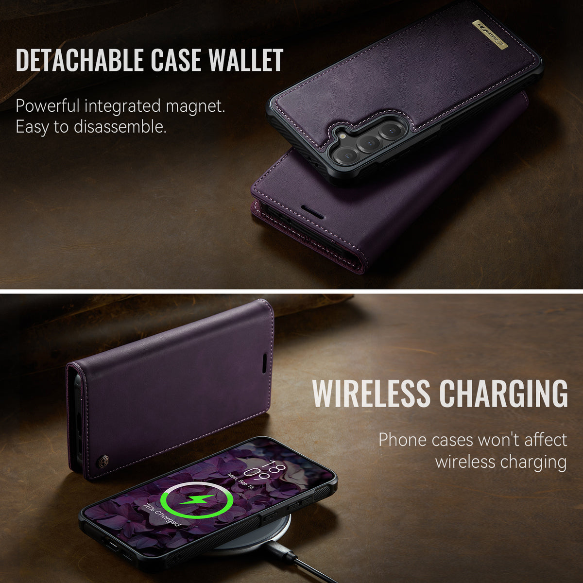 CASEME For Samsung Galaxy S25+ / Galaxy S24+ Case C49 Magnetic Case RFID Blocking Detachable Wallet Leather Phone Cover