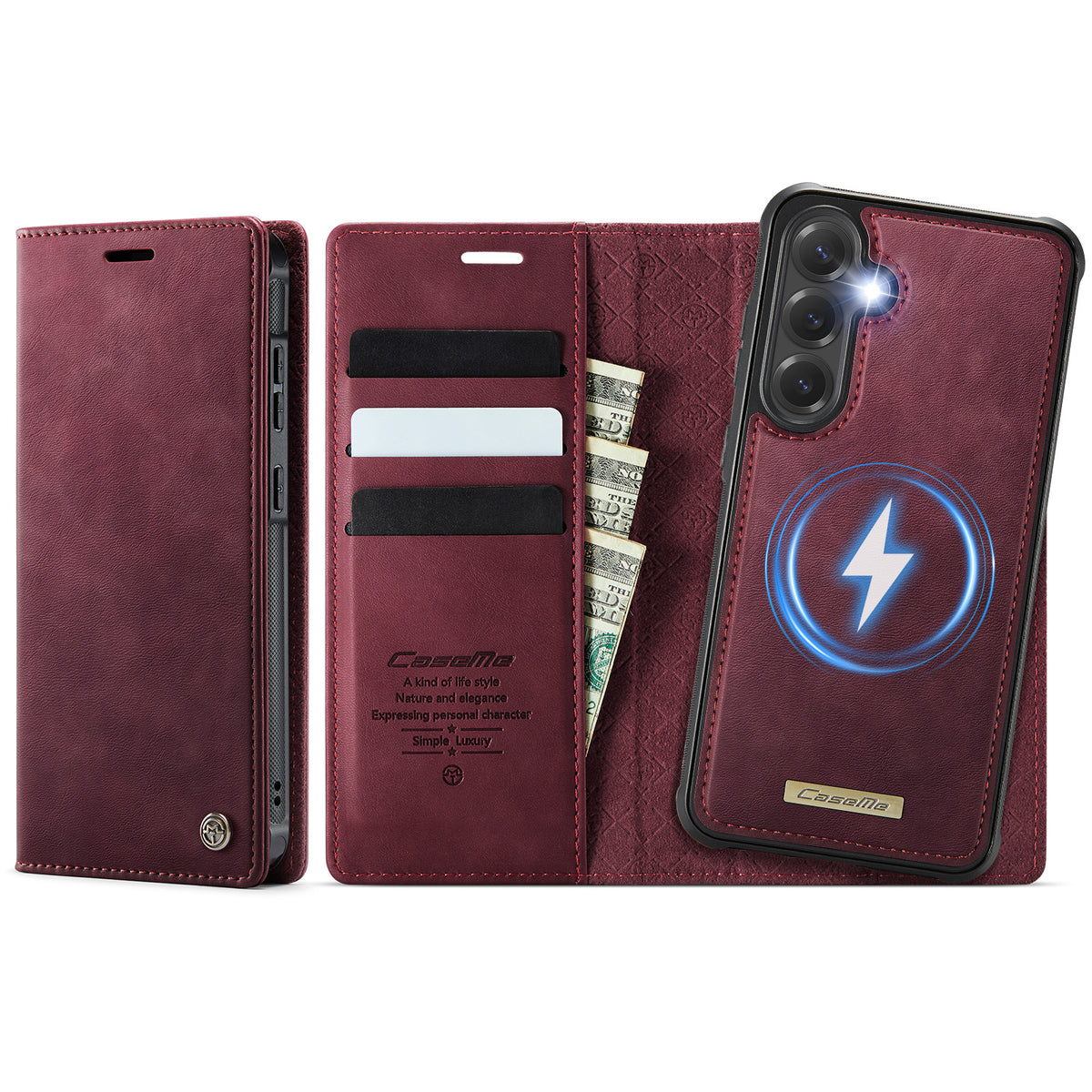 CASEME For Samsung Galaxy S25+ / Galaxy S24+ Case C49 Magnetic Case RFID Blocking Detachable Wallet Leather Phone Cover
