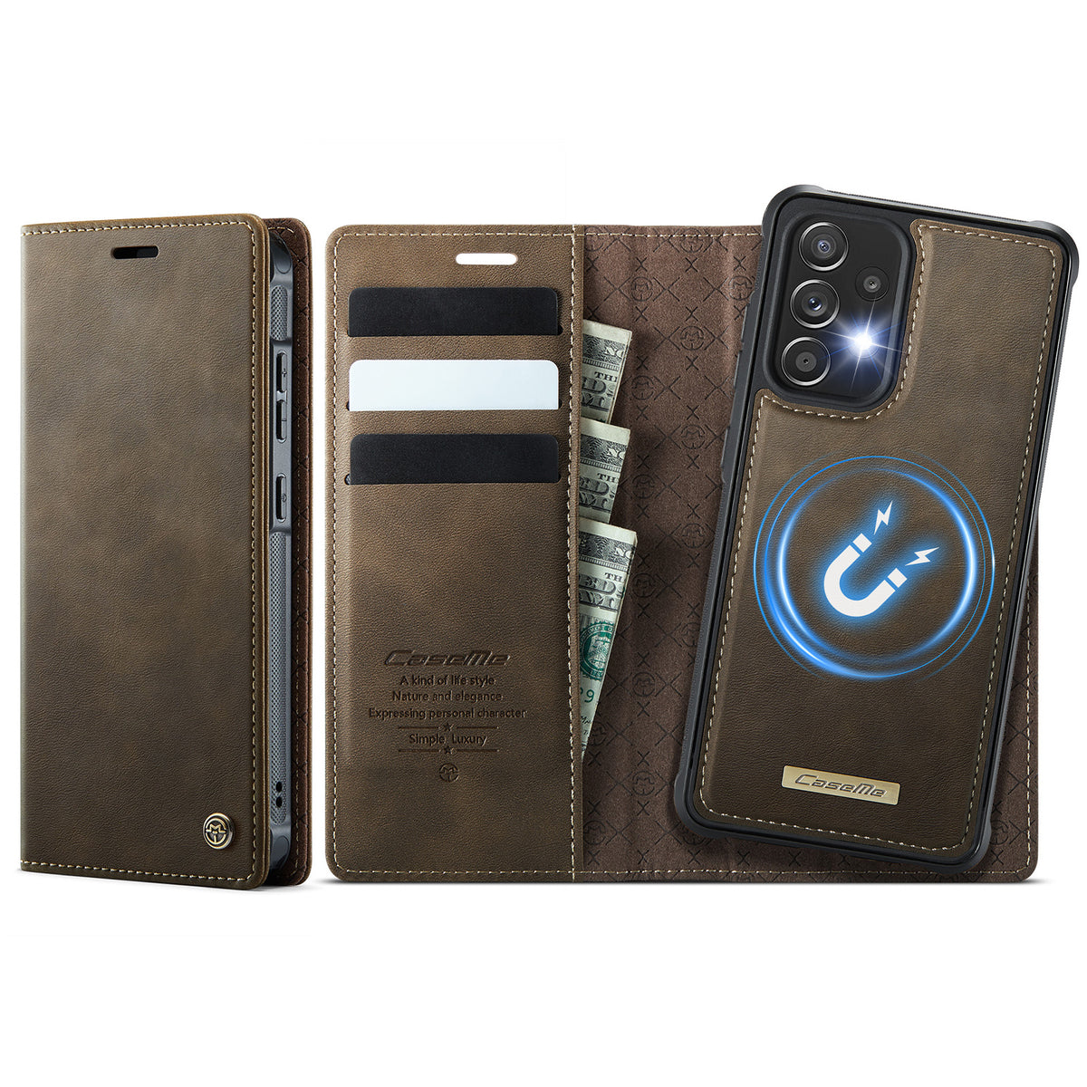 CASEME For Samsung Galaxy A52s 5G / Galaxy A52 5G Magnetic Case  C49 RFID Blocking Detachable Wallet Leather Phone Cover