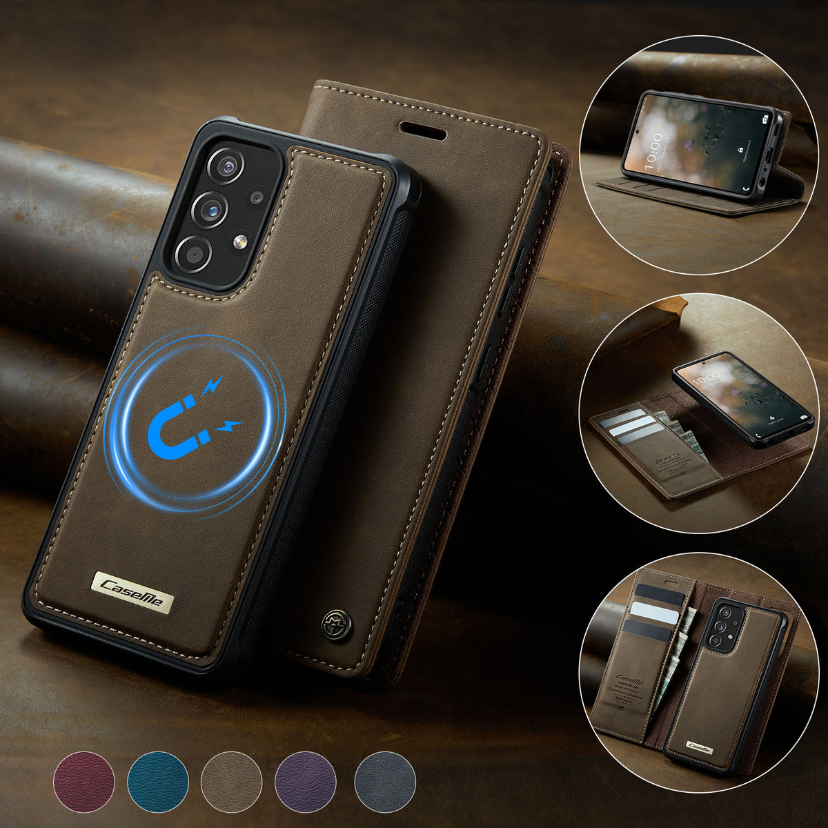 CASEME For Samsung Galaxy A52s 5G / Galaxy A52 5G Magnetic Case  C49 RFID Blocking Detachable Wallet Leather Phone Cover