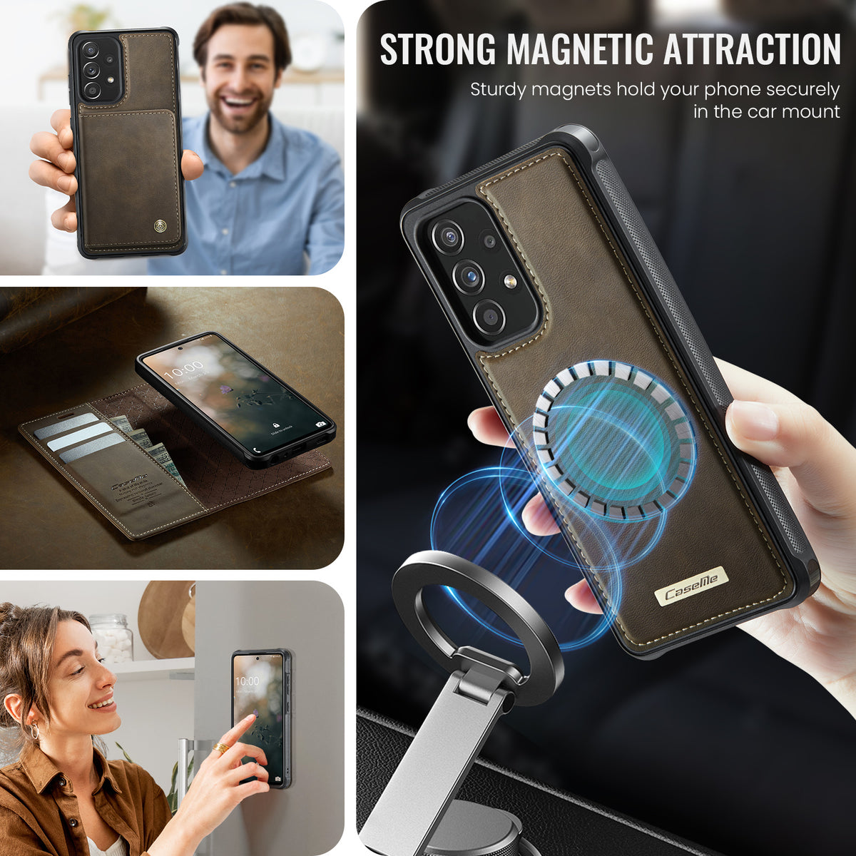 CASEME For Samsung Galaxy A52s 5G / Galaxy A52 5G Magnetic Case  C49 RFID Blocking Detachable Wallet Leather Phone Cover
