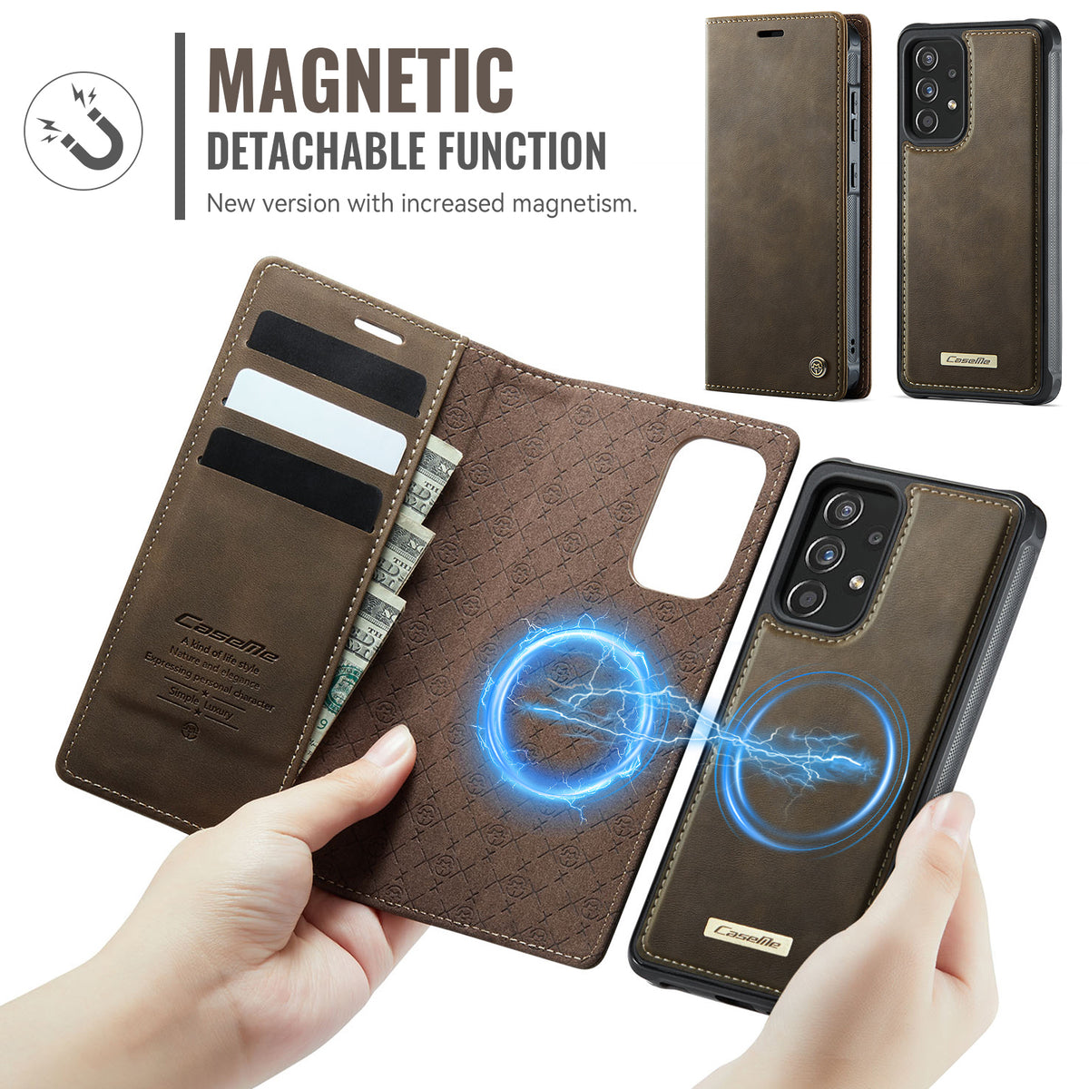 CASEME For Samsung Galaxy A52s 5G / Galaxy A52 5G Magnetic Case  C49 RFID Blocking Detachable Wallet Leather Phone Cover