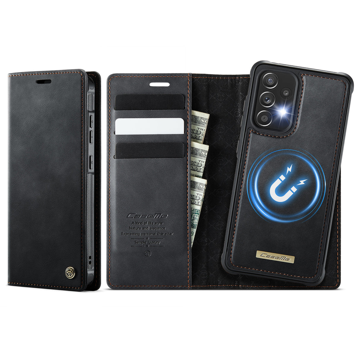 CASEME For Samsung Galaxy A52s 5G / Galaxy A52 5G Magnetic Case  C49 RFID Blocking Detachable Wallet Leather Phone Cover