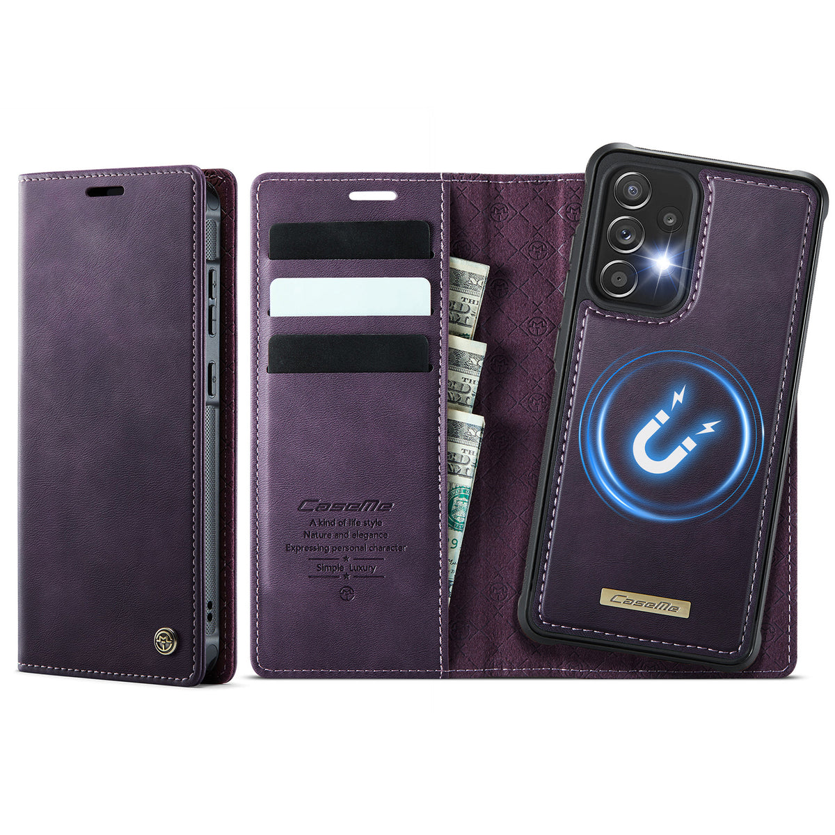 CASEME For Samsung Galaxy A52s 5G / Galaxy A52 5G Magnetic Case  C49 RFID Blocking Detachable Wallet Leather Phone Cover