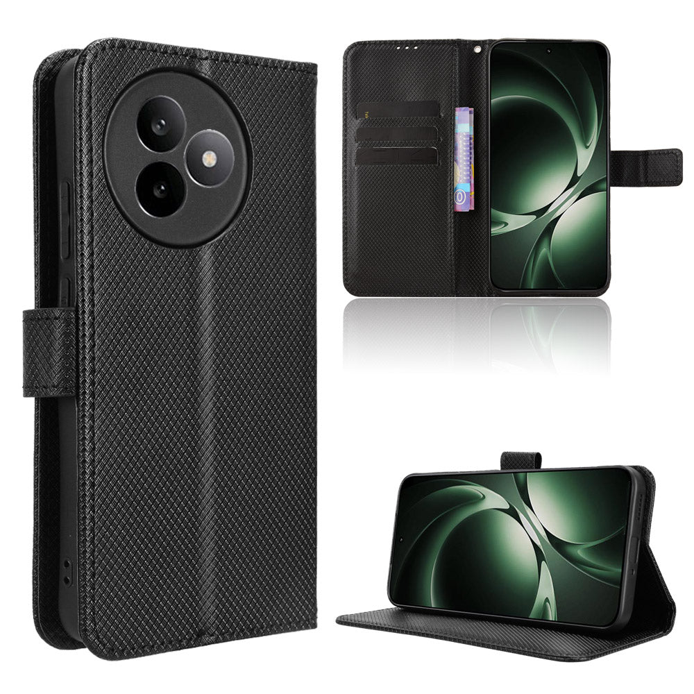 For Xiaomi Redmi K80 Ultra 5G Leather Wallet Case with Strap Diamond Texture Phone Cover