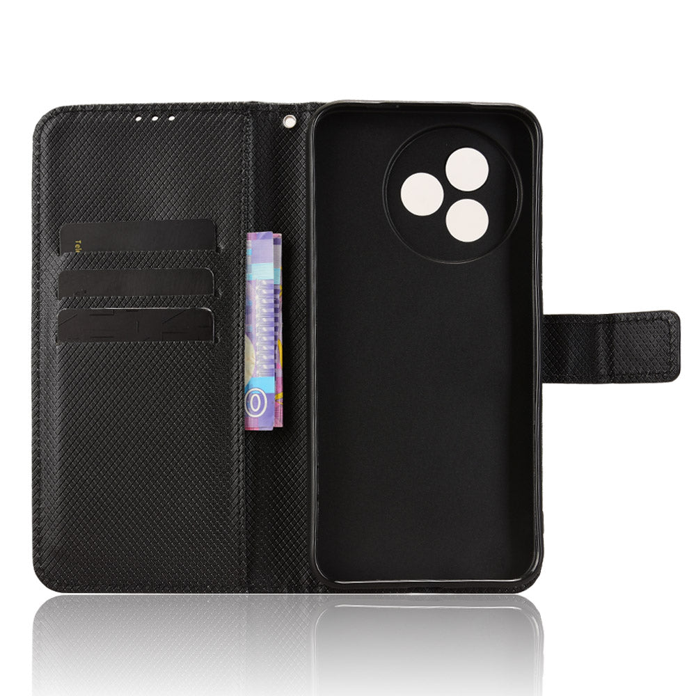 For Xiaomi Redmi K80 Ultra 5G Leather Wallet Case with Strap Diamond Texture Phone Cover