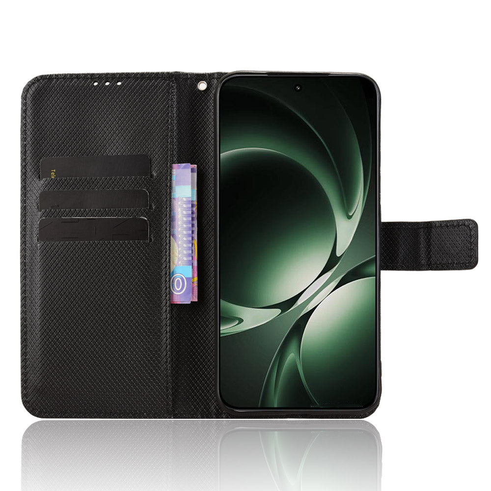 For Xiaomi Redmi K80 Ultra 5G Leather Wallet Case with Strap Diamond Texture Phone Cover