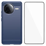 WANLONFENG For Xiaomi Redmi K80 5G / Xiaomi Poco F7 Pro 5G Case with Tempered Glass  LS Series Brushed Texture TPU Phone Cover