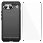 WANLONFENG För OnePlus Nord 4 Skal med Härdat Glas LS-serien Borstad Textur TPU mobilskal