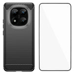 WANLONFENG För Xiaomi Redmi Note 14 Pro+ 5G Skal med Skärmfilm LS-serien Stort Linshål Borstad Textur TPU mobilskal