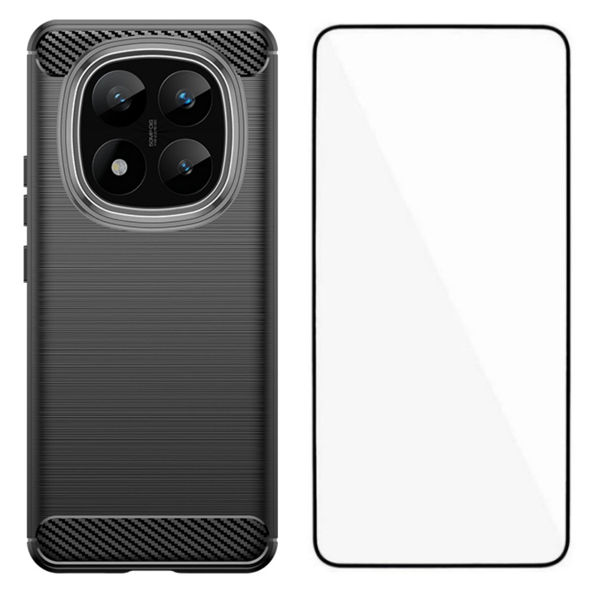 WANLONFENG För Xiaomi Redmi Note 14 Pro+ 5G Skal med Skärmfilm LS-serien Stort Linshål Borstad Textur TPU mobilskal