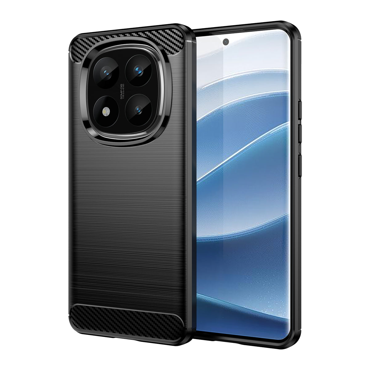 WANLONFENG För Xiaomi Redmi Note 14 Pro+ 5G Skal med Skärmfilm LS-serien Stort Linshål Borstad Textur TPU mobilskal