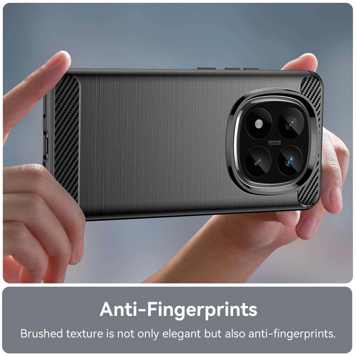 WANLONFENG För Xiaomi Redmi Note 14 Pro+ 5G Skal med Skärmfilm LS-serien Stort Linshål Borstad Textur TPU mobilskal