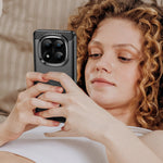 WANLONFENG För Xiaomi Redmi Note 14 Pro+ 5G Skal med Skärmfilm LS-serien Stort Linshål Borstad Textur TPU mobilskal