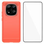 WANLONFENG För Xiaomi Redmi Note 14 Pro+ 5G Skal med Skärmfilm LS-serien Stort Linshål Borstad Textur TPU mobilskal