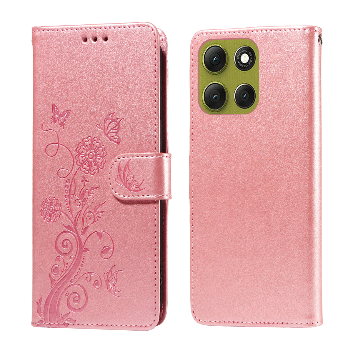 Läderplånboksfodral för Motorola Moto G86 Power 5G / G86 5G med fjärils- och blommönster