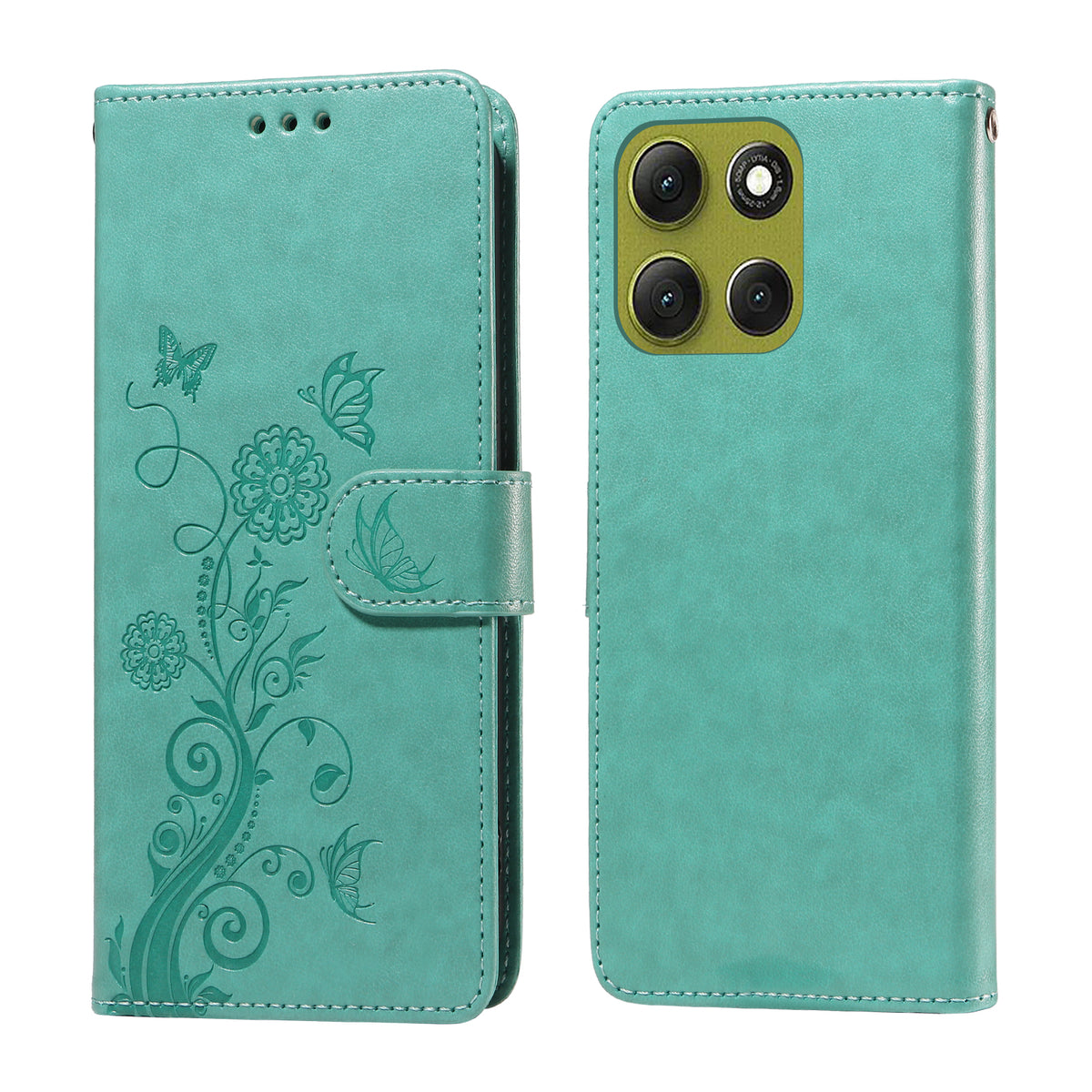 Läderplånboksfodral för Motorola Moto G86 Power 5G / G86 5G med fjärils- och blommönster