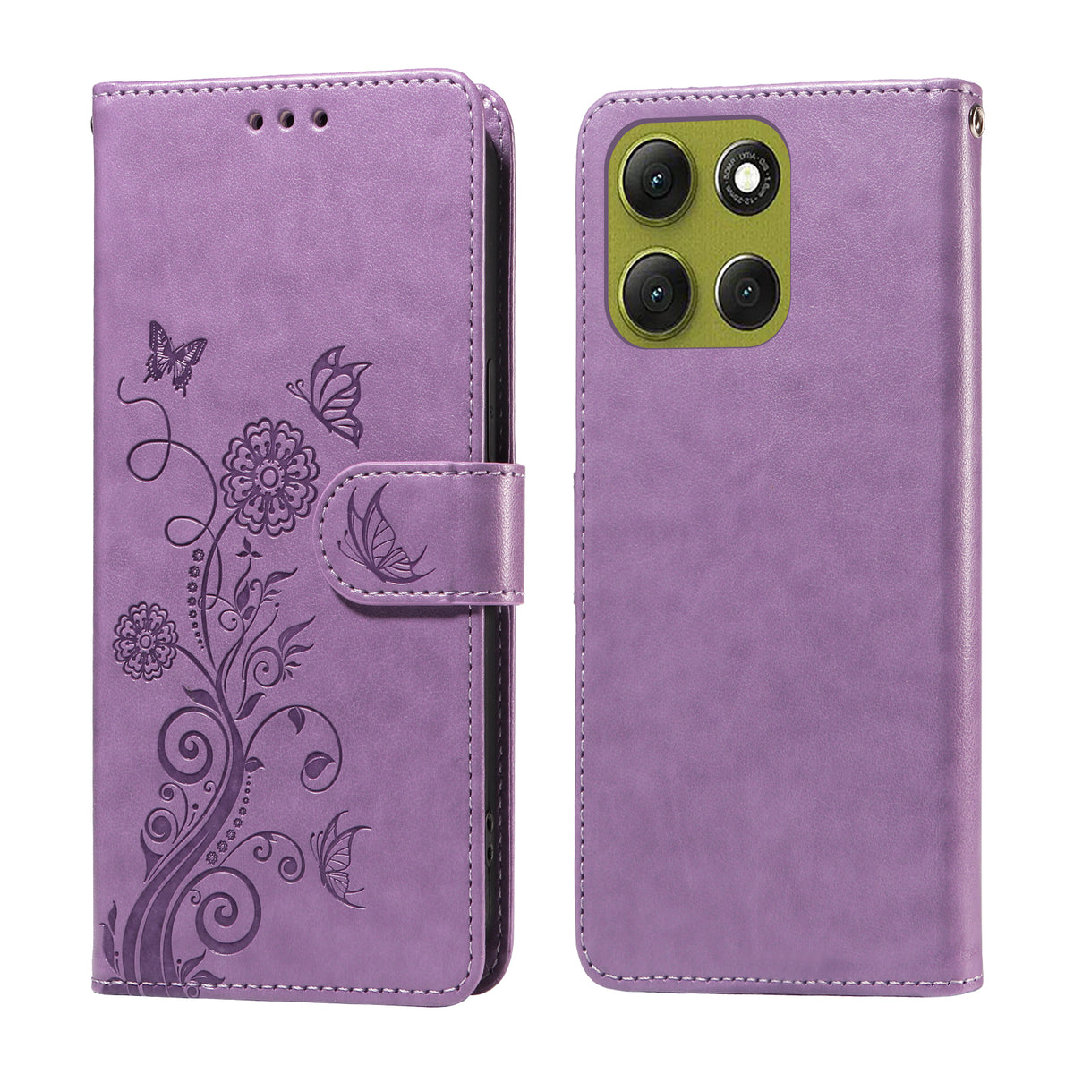 Läderplånboksfodral för Motorola Moto G86 Power 5G / G86 5G med fjärils- och blommönster