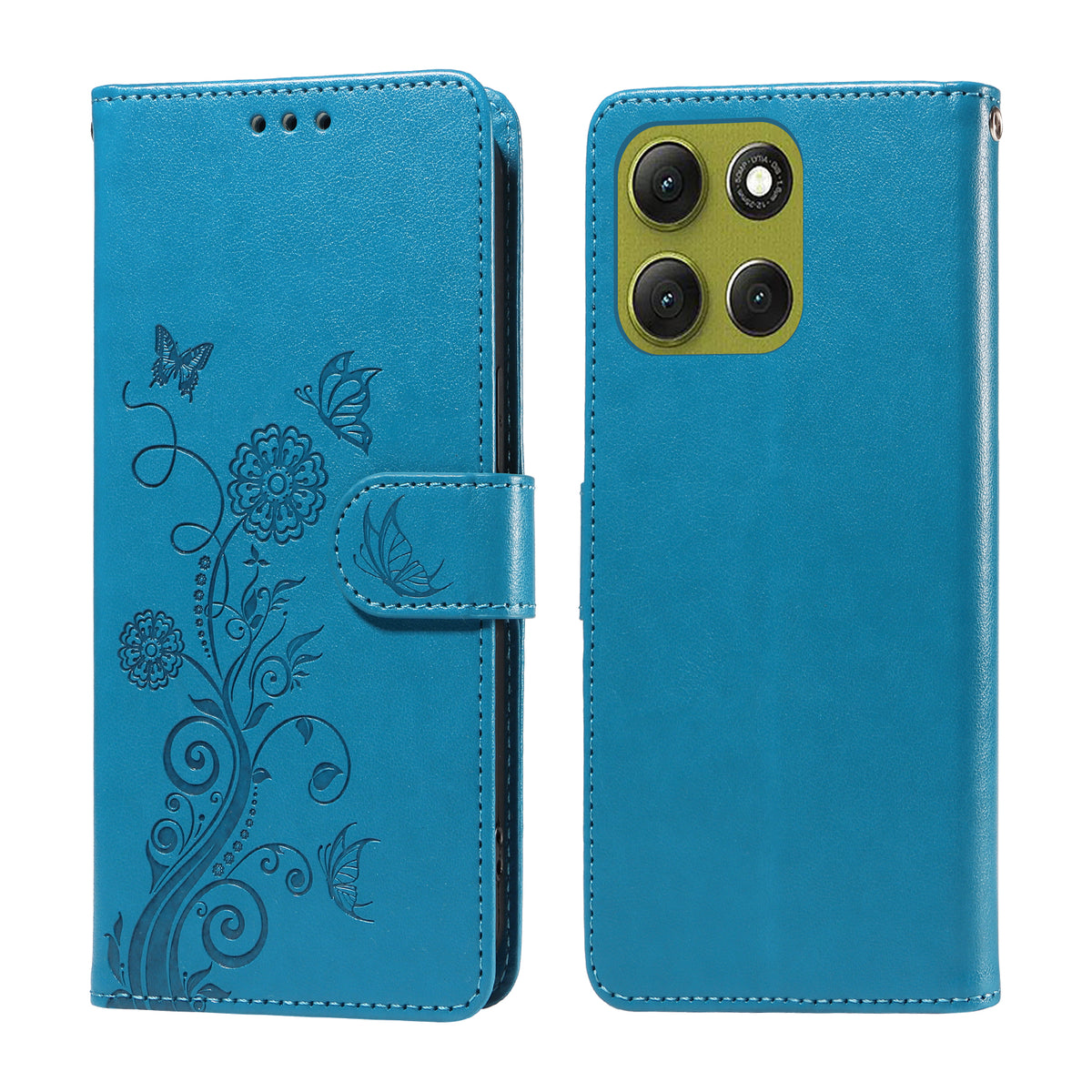 Läderplånboksfodral för Motorola Moto G86 Power 5G / G86 5G med fjärils- och blommönster