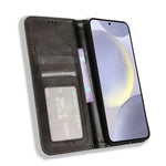 For Samsung Galaxy S25 FE Leather Case Wallet Stand Retro Texture Phone Cover