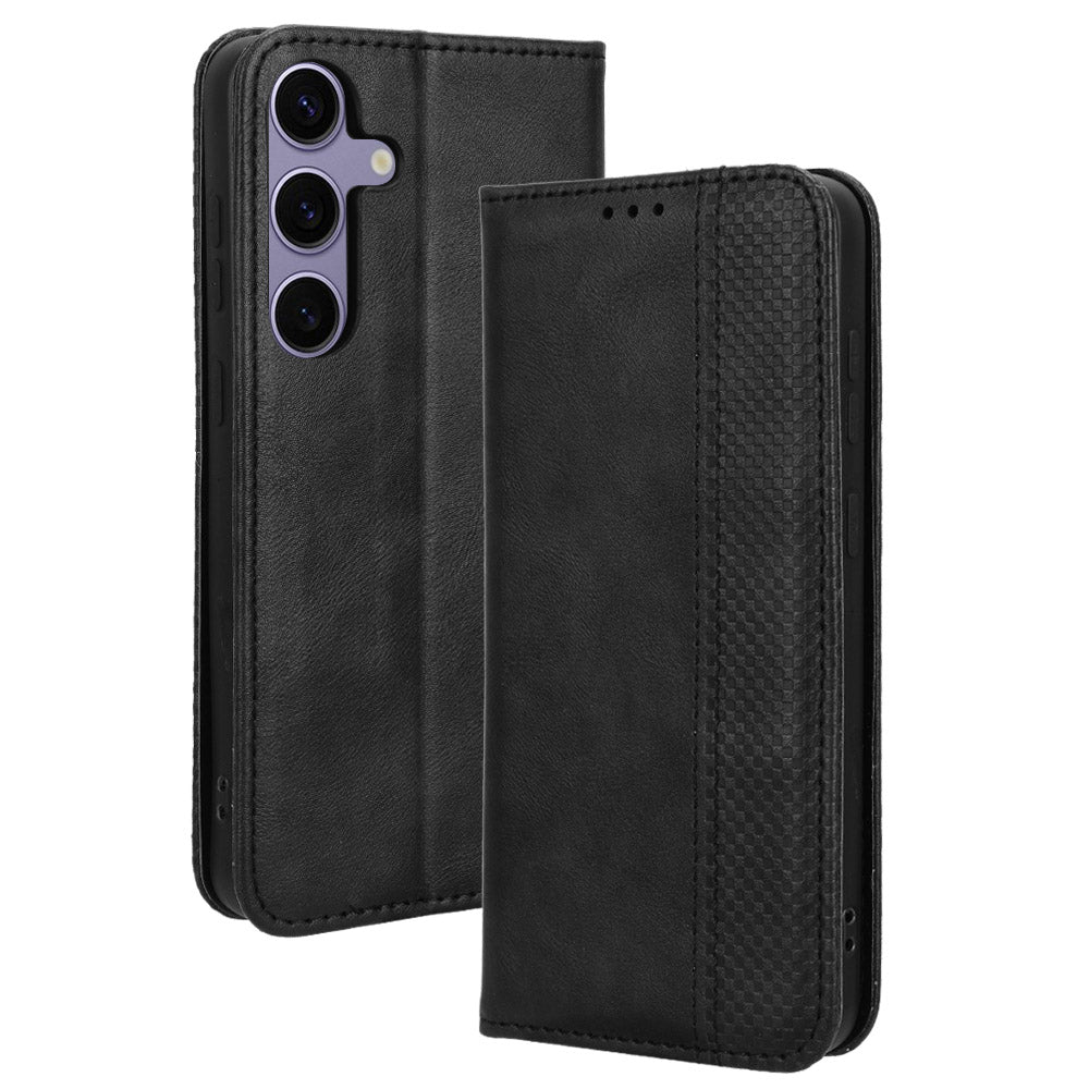 For Samsung Galaxy S25 FE Leather Case Wallet Stand Retro Texture Phone Cover