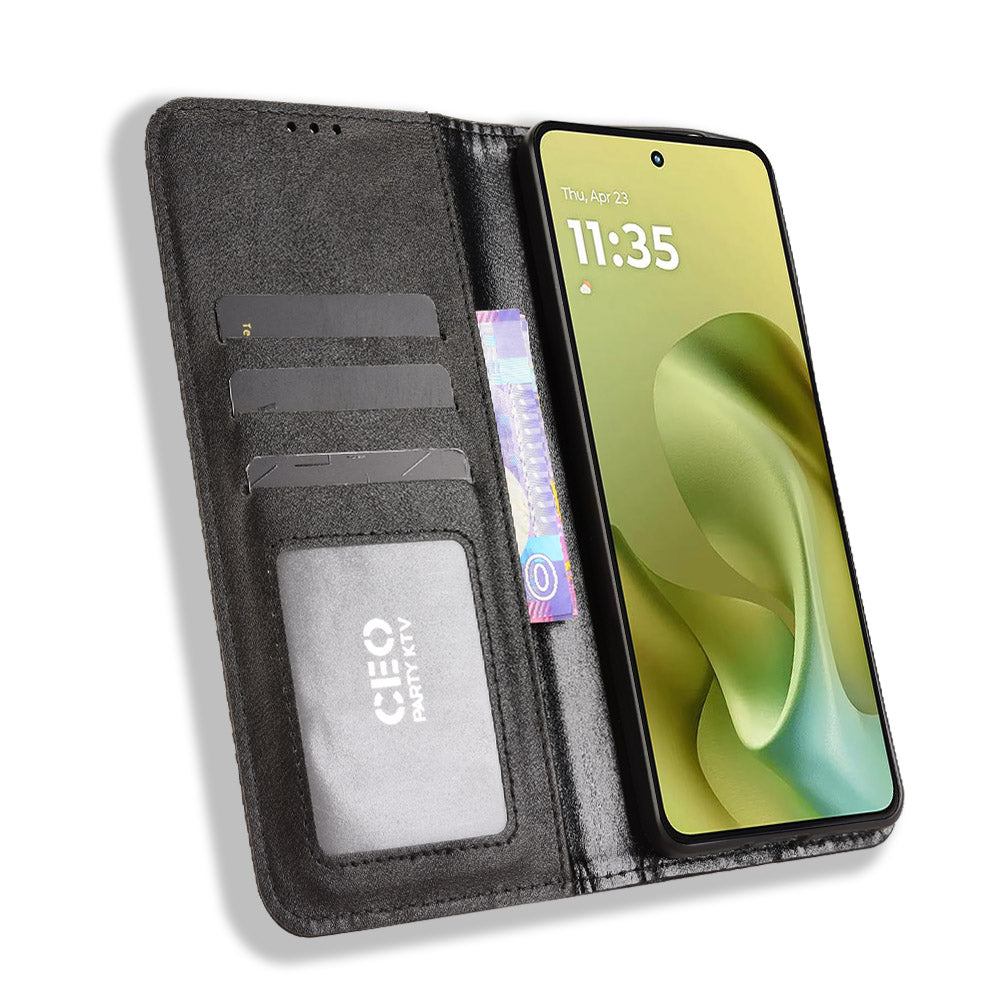 Til Motorola Moto G86 5G lædercover pung stander retro tekstur telefoncover