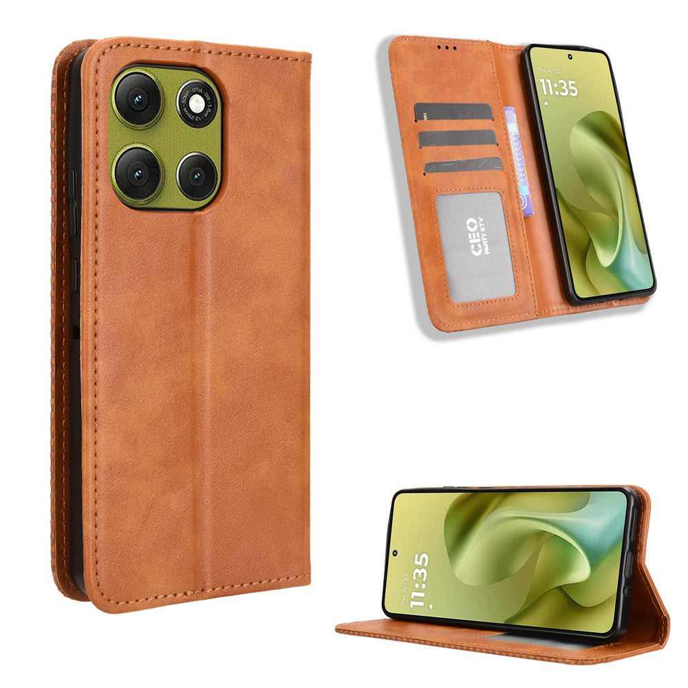 Til Motorola Moto G86 5G lædercover pung stander retro tekstur telefoncover