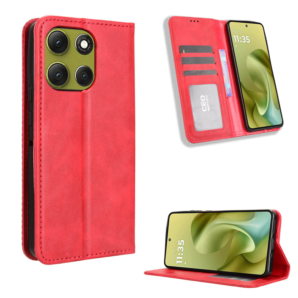 Til Motorola Moto G86 5G lædercover pung stander retro tekstur telefoncover
