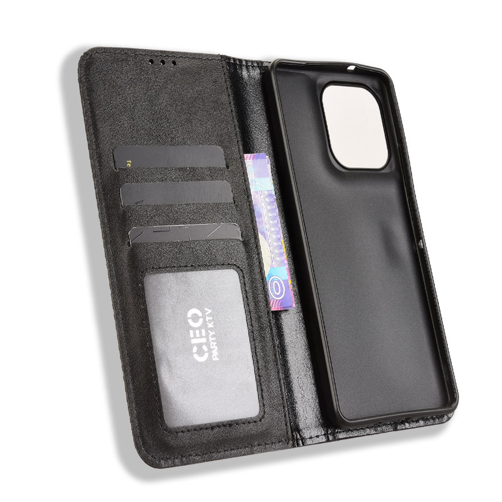 Til Motorola Moto G86 Power 5G læderetui, pungstativ, retro tekstur telefoncover