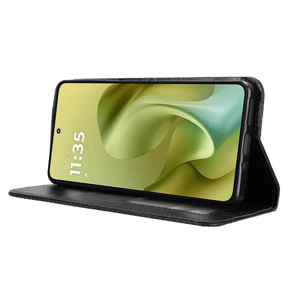 Til Motorola Moto G86 Power 5G læderetui, pungstativ, retro tekstur telefoncover