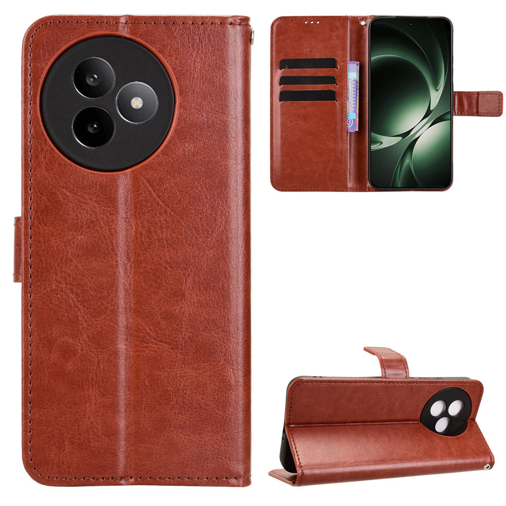 For Xiaomi Redmi K80 Ultra 5G PU Leather Case with Strap Crazy Horse Texture Phone Wallet Cover