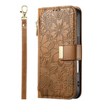 For Motorola Moto G86 5G Case Floral Leaf Pattern Multi Card Slots Zipper Leather Phone Cover with Wrist Strap
