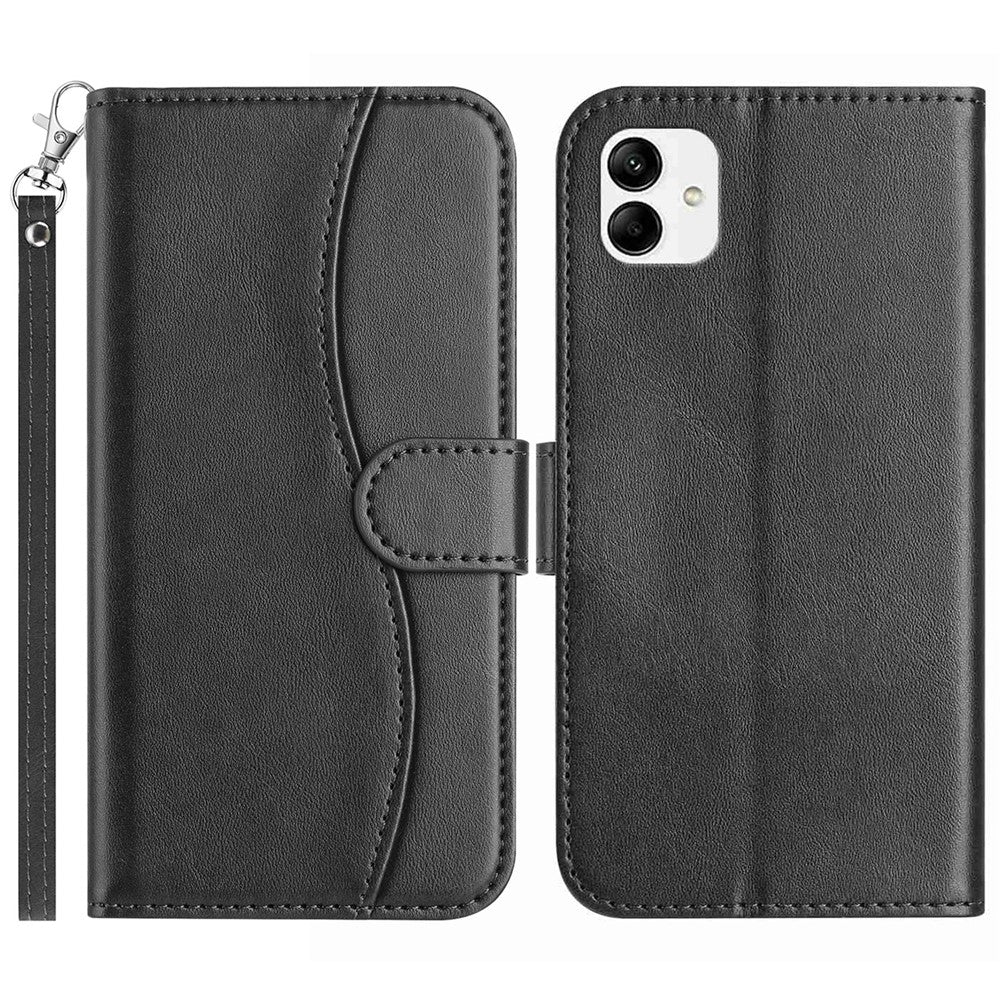 Samsung Galaxy A08 5G / A08 4G / A07 4G / A07s 4G Stativskal PU-läder Plånboksfodral mobilskal S-formad sömdesign med rem