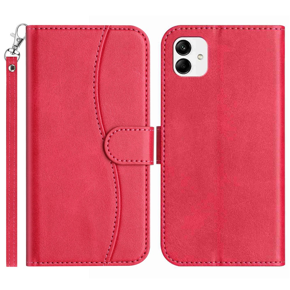 Samsung Galaxy A08 5G / A08 4G / A07 4G / A07s 4G Stativskal PU-läder Plånboksfodral mobilskal S-formad sömdesign med rem
