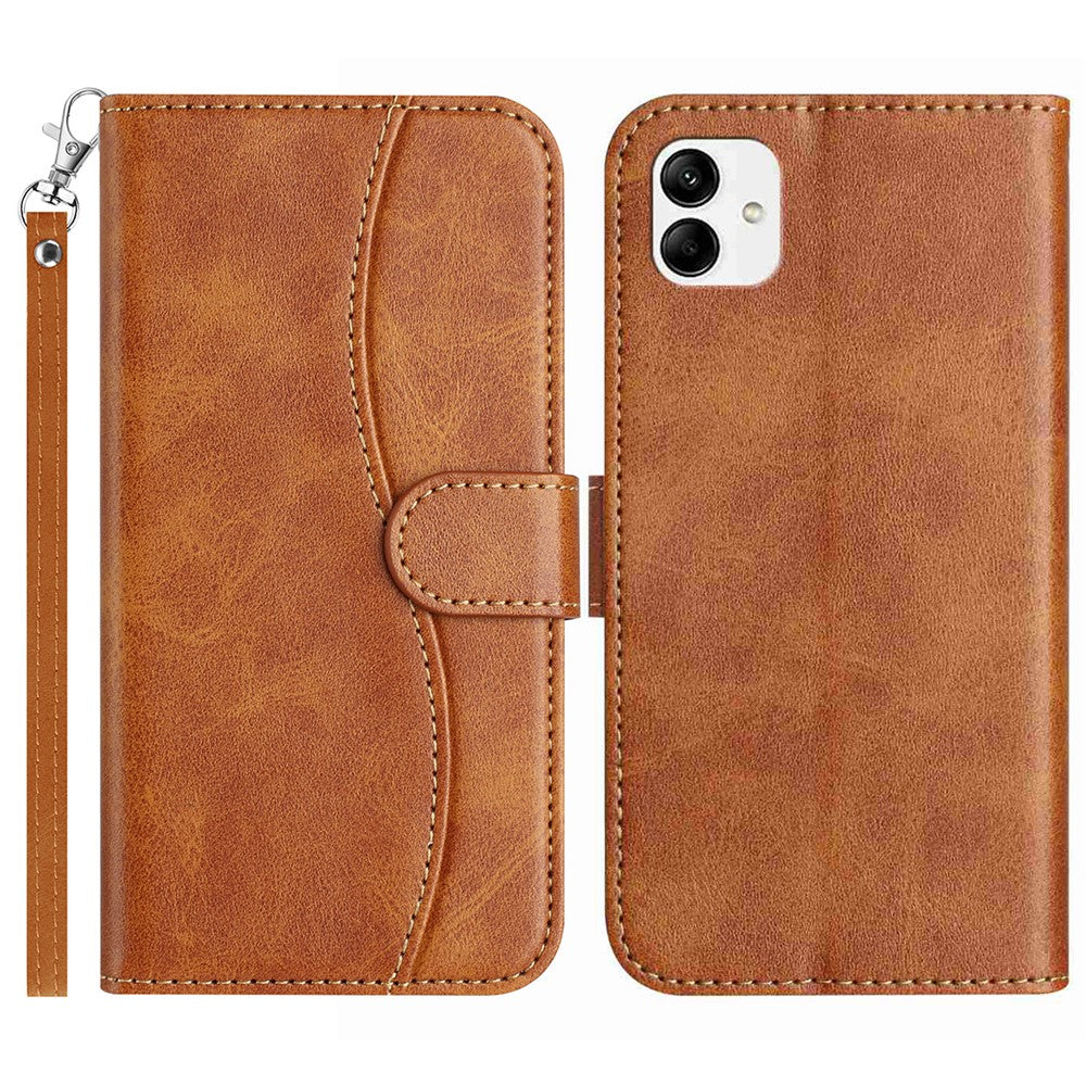Samsung Galaxy A08 5G / A08 4G / A07 4G / A07s 4G Stativskal PU-läder Plånboksfodral mobilskal S-formad sömdesign med rem