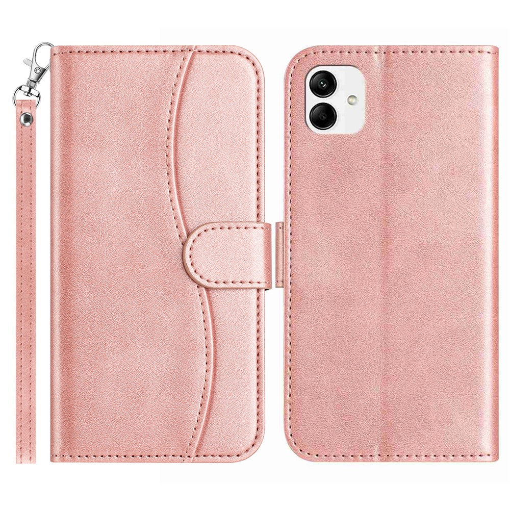 Samsung Galaxy A08 5G / A08 4G / A07 4G / A07s 4G Stativskal PU-läder Plånboksfodral mobilskal S-formad sömdesign med rem