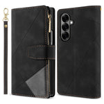 For Samsung Galaxy Z Fold7 5G PU + PC Case Color Splicing Leather Phone Cover with Strap