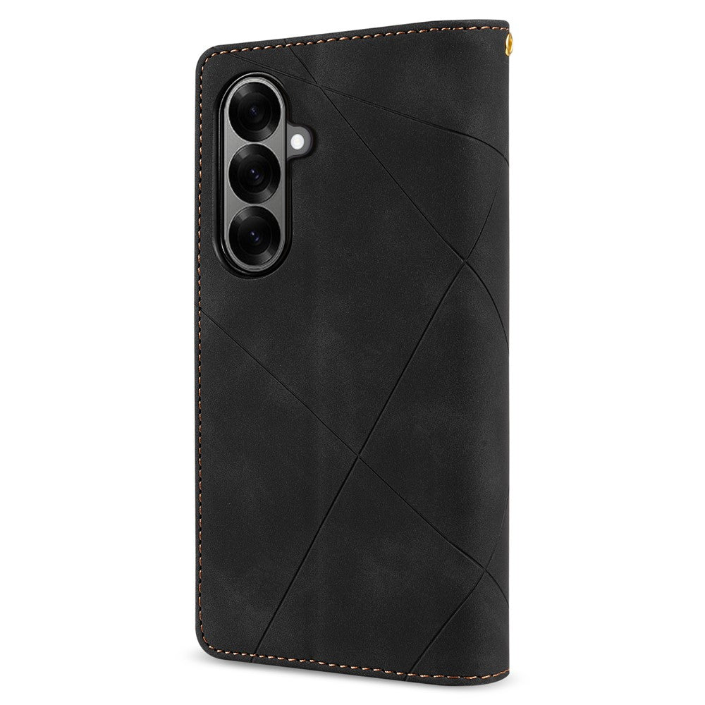 For Samsung Galaxy Z Fold7 5G PU + PC Case Color Splicing Leather Phone Cover with Strap