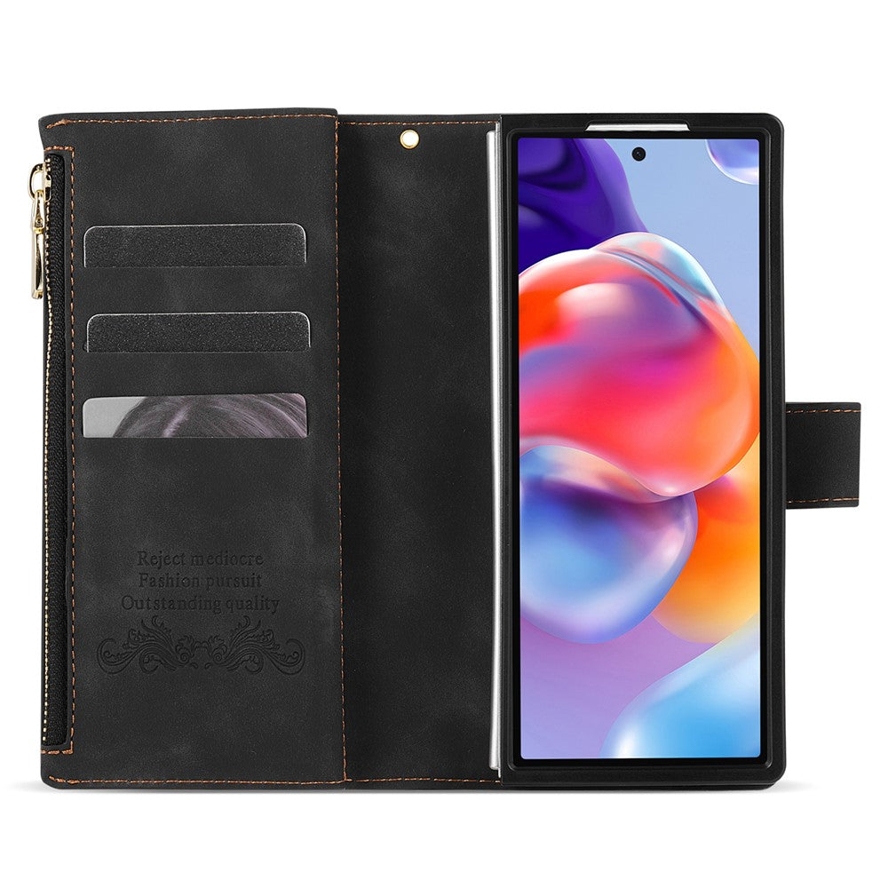 For Samsung Galaxy Z Fold7 5G PU + PC Case Color Splicing Leather Phone Cover with Strap