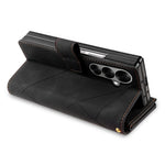 For Samsung Galaxy Z Fold7 5G PU + PC Case Color Splicing Leather Phone Cover with Strap