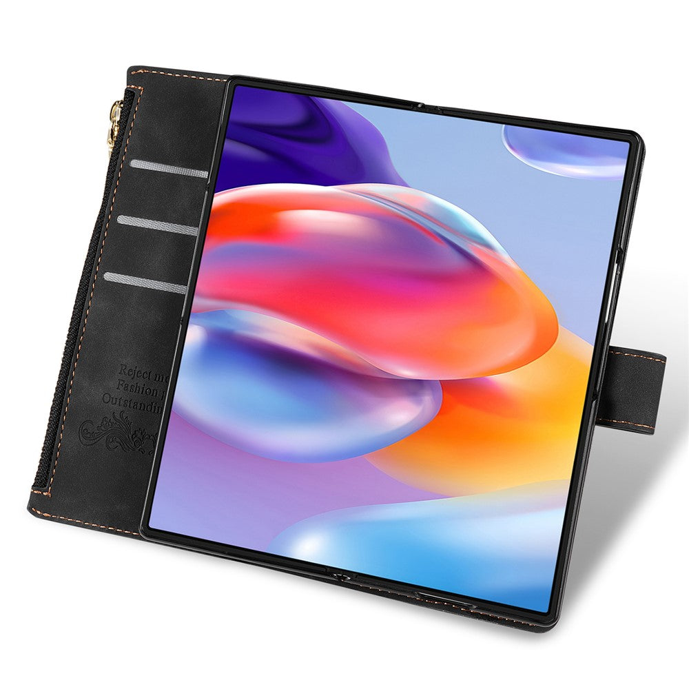 For Samsung Galaxy Z Fold7 5G PU + PC Case Color Splicing Leather Phone Cover with Strap