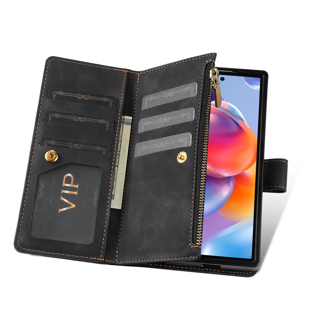 For Samsung Galaxy Z Fold7 5G PU + PC Case Color Splicing Leather Phone Cover with Strap