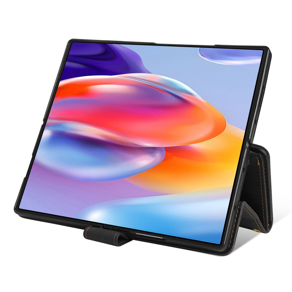 For Samsung Galaxy Z Fold7 5G PU + PC Case Color Splicing Leather Phone Cover with Strap