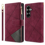 For Samsung Galaxy Z Fold7 5G PU + PC Case Color Splicing Leather Phone Cover with Strap