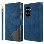 For Samsung Galaxy Z Fold7 5G PU + PC Case Color Splicing Leather Phone Cover with Strap