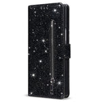 For Samsung Galaxy Z Fold7 5G PU + PC Stand Case Glitter Phone Leather Cover Zipper Pocket with Strap