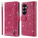 For Samsung Galaxy Z Fold7 5G PU + PC Stand Case Glitter Phone Leather Cover Zipper Pocket with Strap