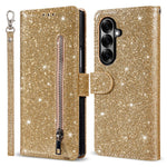For Samsung Galaxy Z Fold7 5G PU + PC Stand Case Glitter Phone Leather Cover Zipper Pocket with Strap